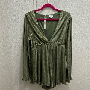 LE LIS Green Pleated Romper